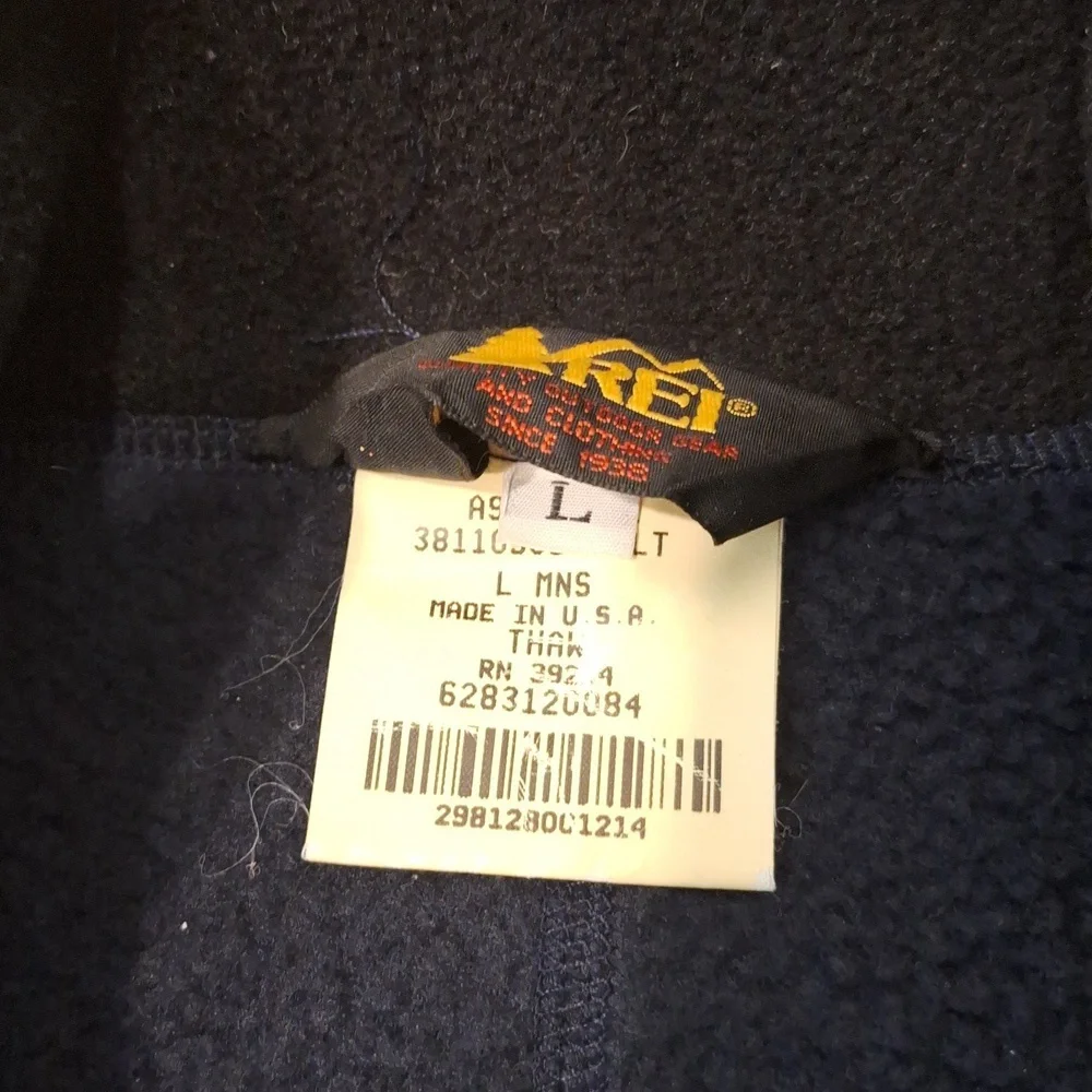 Vintage REI Navy Blue Polartec Fleece Full Zip Sweater Jacket L
